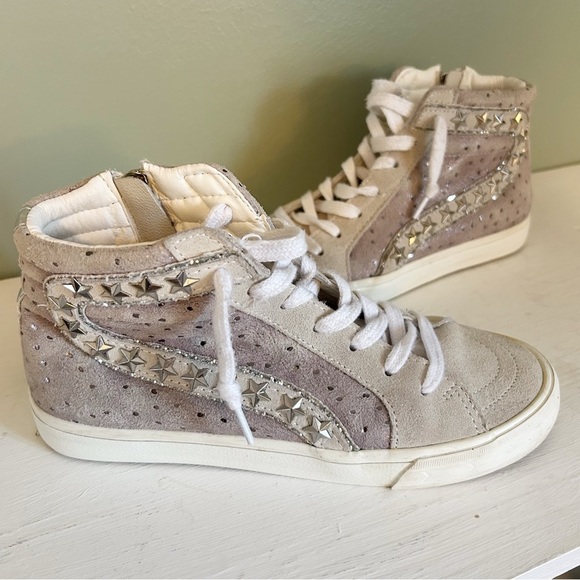 Vintage Havana Shoes - Vintage Havana High-Top Sneakers with Star Studded Accents Silver